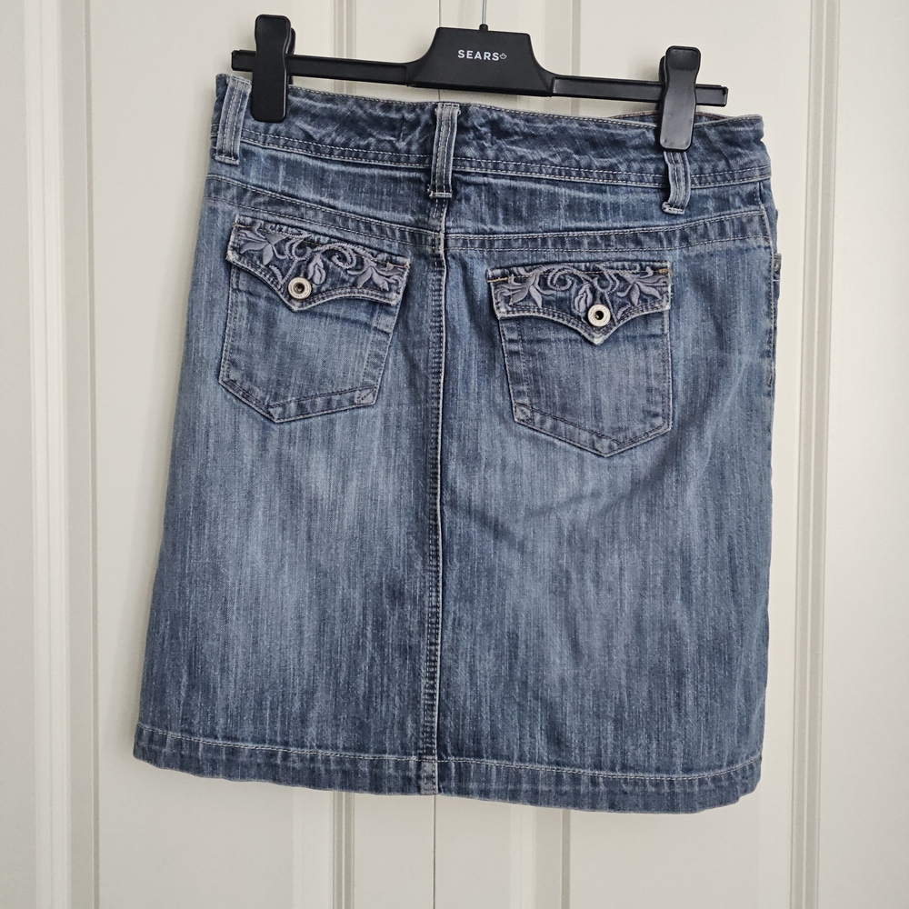 Smart Set Embroidered Pockets Denim Mini Skirt Y2K Sz 9 - Picture 4 of 13